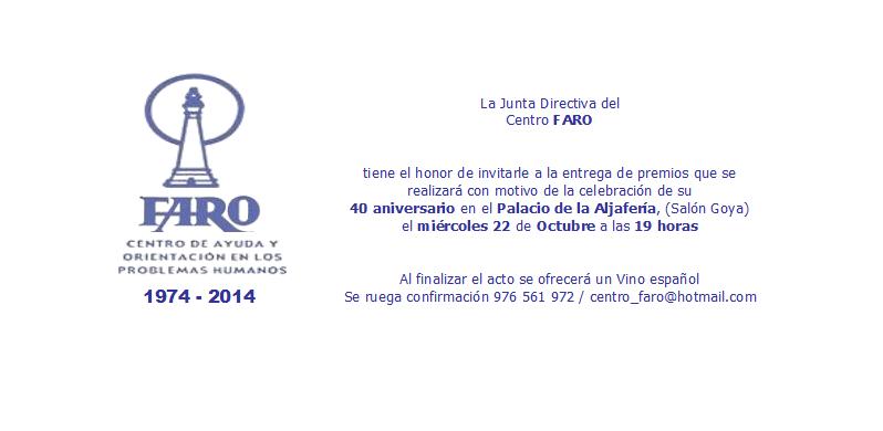 Invitación al 40 aniversario de FARO